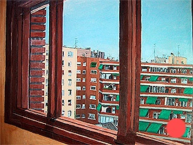 Vista de Madrid a través de una ventana