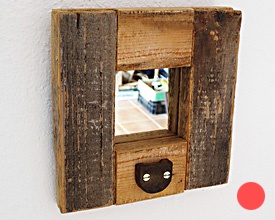 Mirror rustic assembly with latch