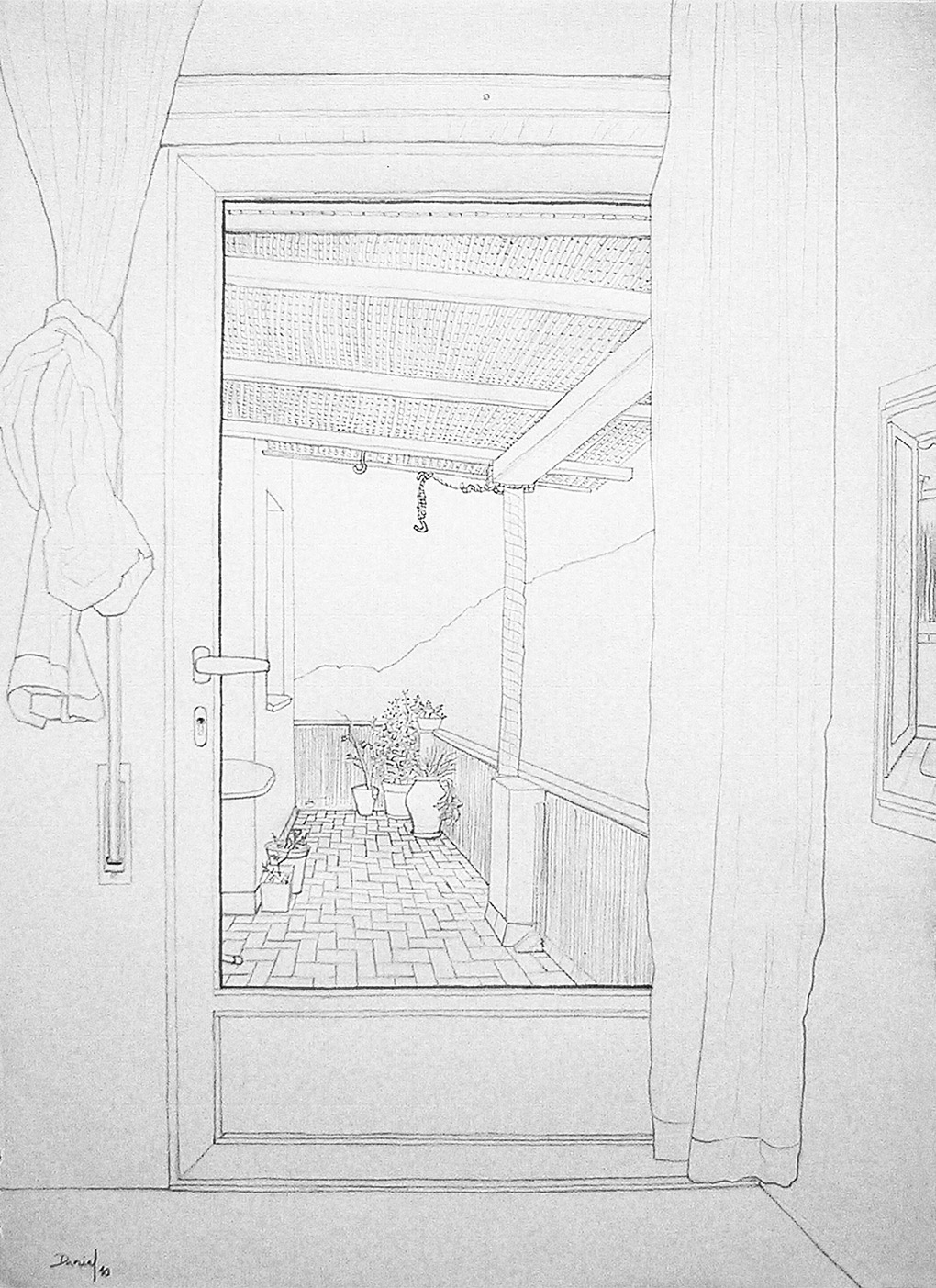 Interior con terraza y cañizo