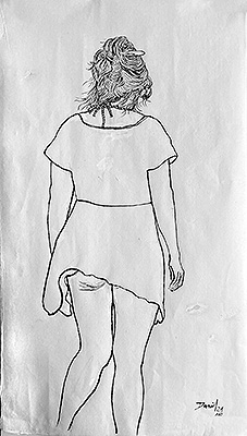 Figure from the back with collected hair