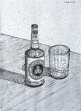 Still life with beer bottle and glass
