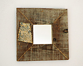 Mirror rustic with ceramic from the sea