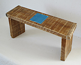Yoga bench with sky-blue ceramic