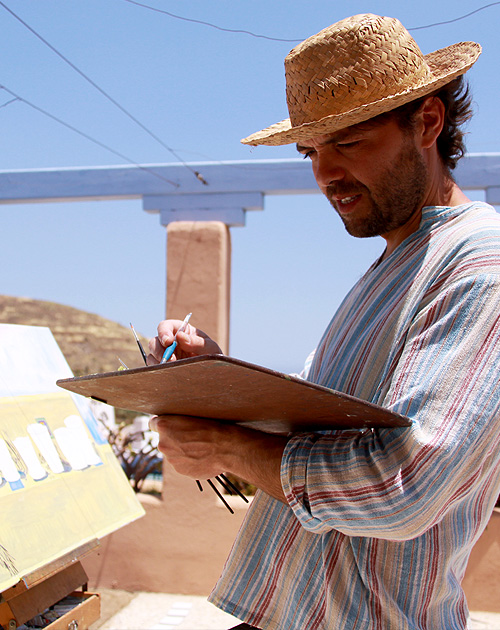 Daniel Formigo, pintando Macetas en plen-air